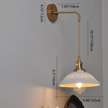 Japanese Round Copper Ceramic 1-Light Wall Sconce Lamp