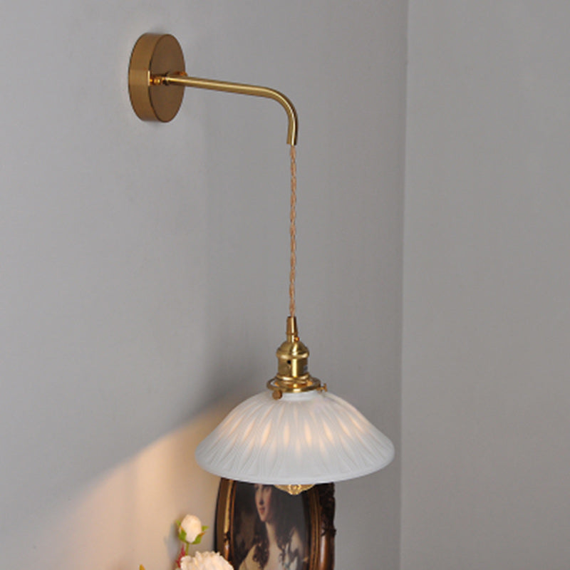 Japanese Round Copper Ceramic 1-Light Wall Sconce Lamp