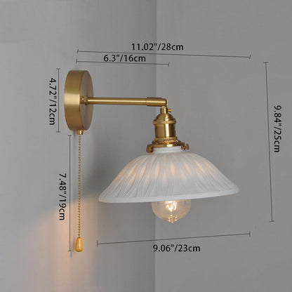 Japanese Round Copper Ceramic 1-Light Wall Sconce Lamp