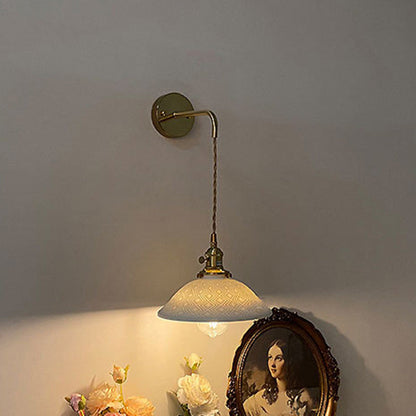 Japanese Round Copper Ceramic 1-Light Wall Sconce Lamp