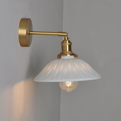 Japanese Round Copper Ceramic 1-Light Wall Sconce Lamp