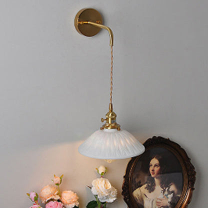 Japanese Round Copper Ceramic 1-Light Wall Sconce Lamp