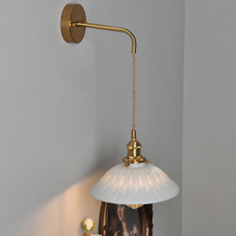 Japanese Round Copper Ceramic 1-Light Wall Sconce Lamp