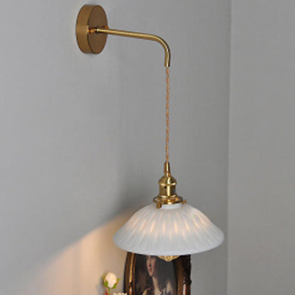 Japanese Round Copper Ceramic 1-Light Wall Sconce Lamp