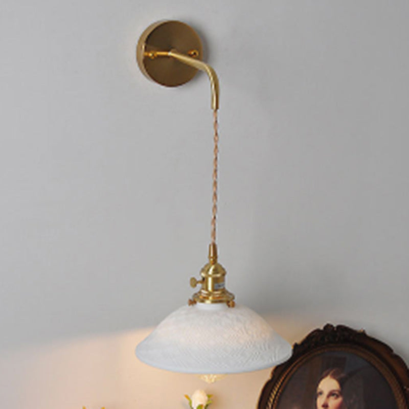 Japanese Round Copper Ceramic 1-Light Wall Sconce Lamp