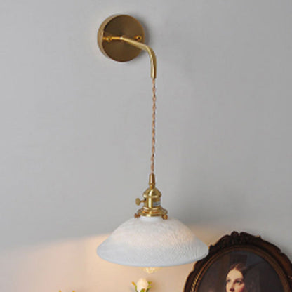 Japanese Round Copper Ceramic 1-Light Wall Sconce Lamp