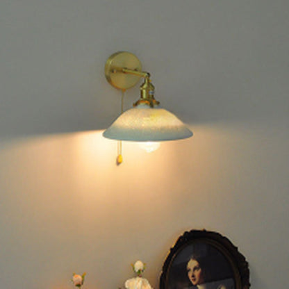 Japanese Round Copper Ceramic 1-Light Wall Sconce Lamp