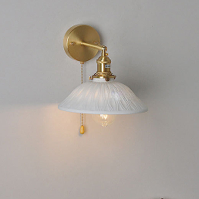Japanese Round Copper Ceramic 1-Light Wall Sconce Lamp
