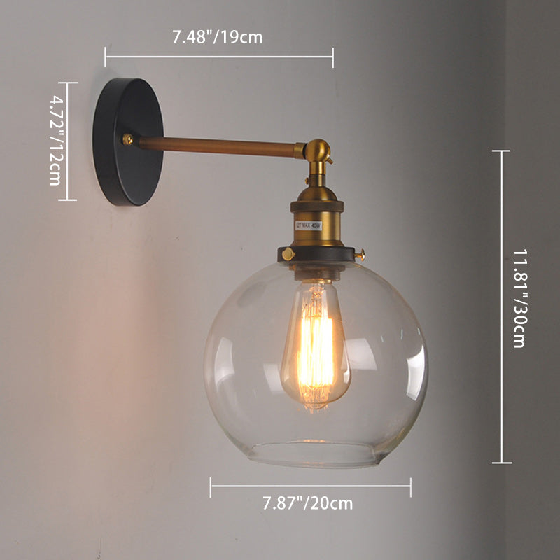 Industrial Globe Aluminum Glass 1-Light Wall Sconce Lamp