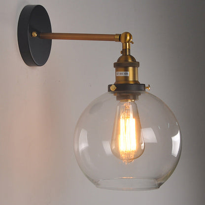 Industrial Globe Aluminum Glass 1-Light Wall Sconce Lamp