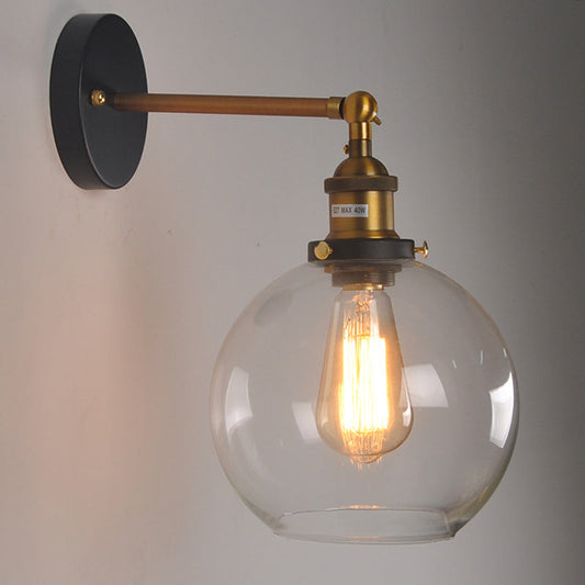 Industrial Globe Aluminum Glass 1-Light Wall Sconce Lamp