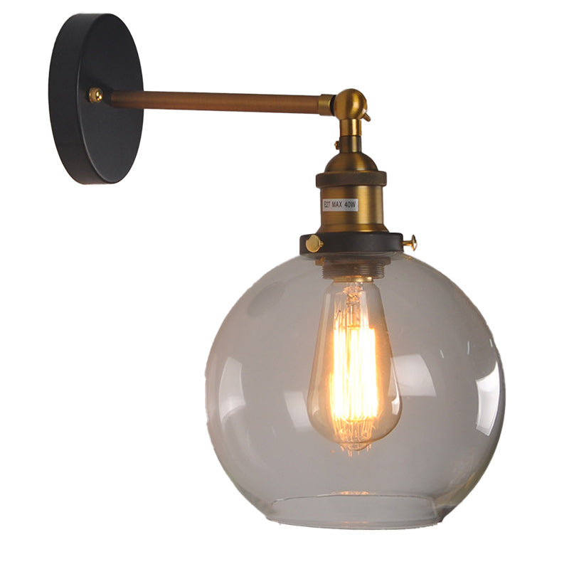 Industrial Globe Aluminum Glass 1-Light Wall Sconce Lamp