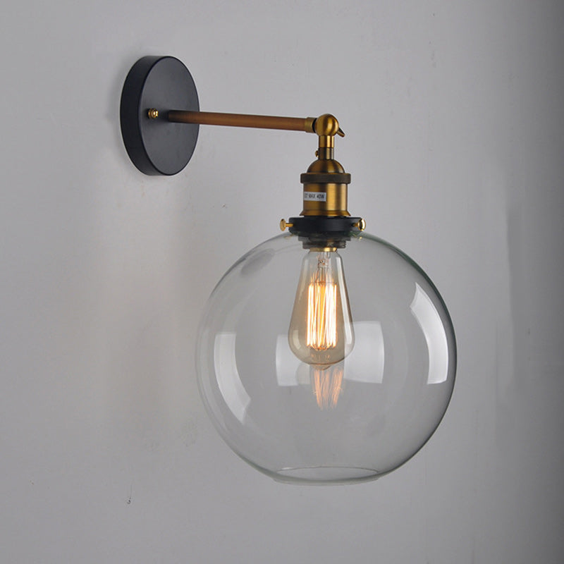 Industrial Globe Aluminum Glass 1-Light Wall Sconce Lamp