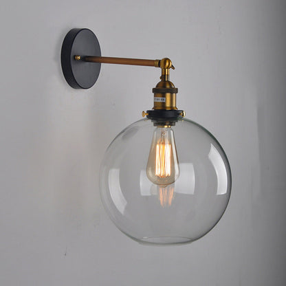 Industrial Globe Aluminum Glass 1-Light Wall Sconce Lamp
