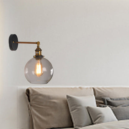 Industrial Globe Aluminum Glass 1-Light Wall Sconce Lamp