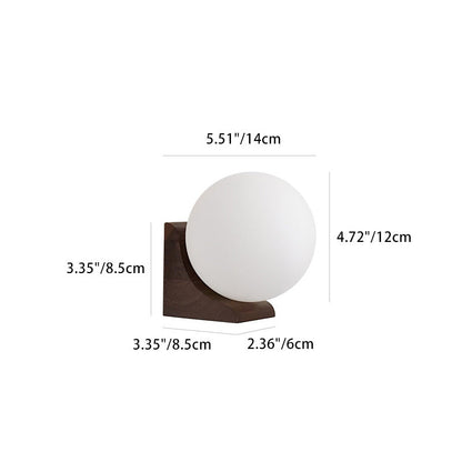 Japanese Globe Wood Glass 1-Light Wall Sconce Lamp