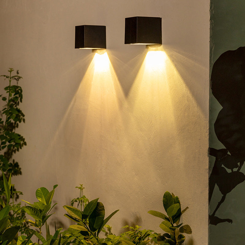 Modern Minimalist Cube Plastic Solar LED Wall Sconce Lamp