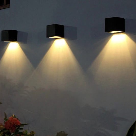Modern Minimalist Cube Plastic Solar LED Wall Sconce Lamp