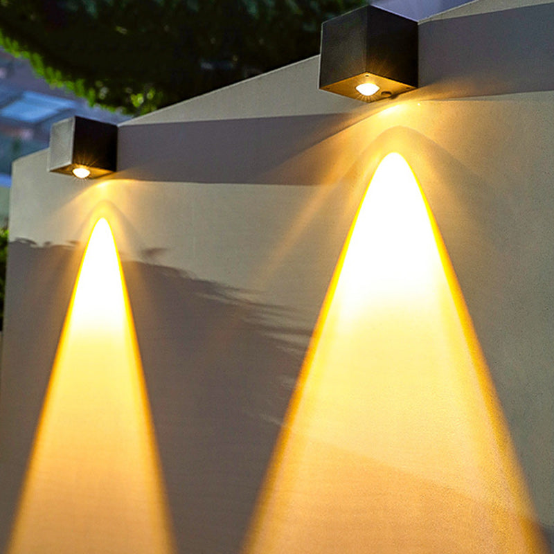 Modern Minimalist Cube Plastic Solar LED Wall Sconce Lamp