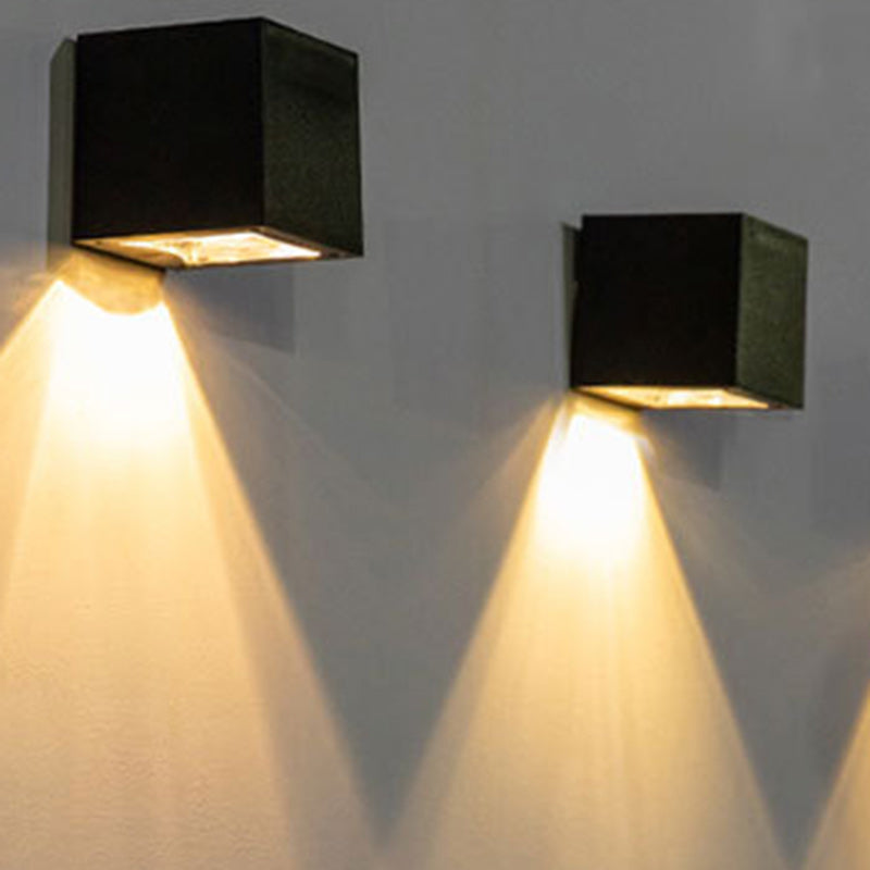 Modern Minimalist Cube Plastic Solar LED Wall Sconce Lamp