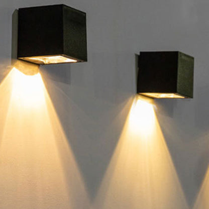 Modern Minimalist Cube Plastic Solar LED Wall Sconce Lamp