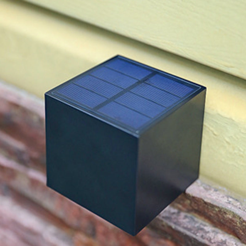 Modern Minimalist Cube Plastic Solar LED Wall Sconce Lamp