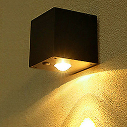 Modern Minimalist Cube Plastic Solar LED Wall Sconce Lamp