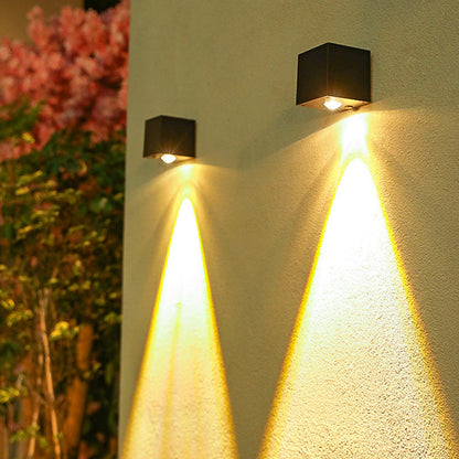 Modern Minimalist Cube Plastic Solar LED Wall Sconce Lamp