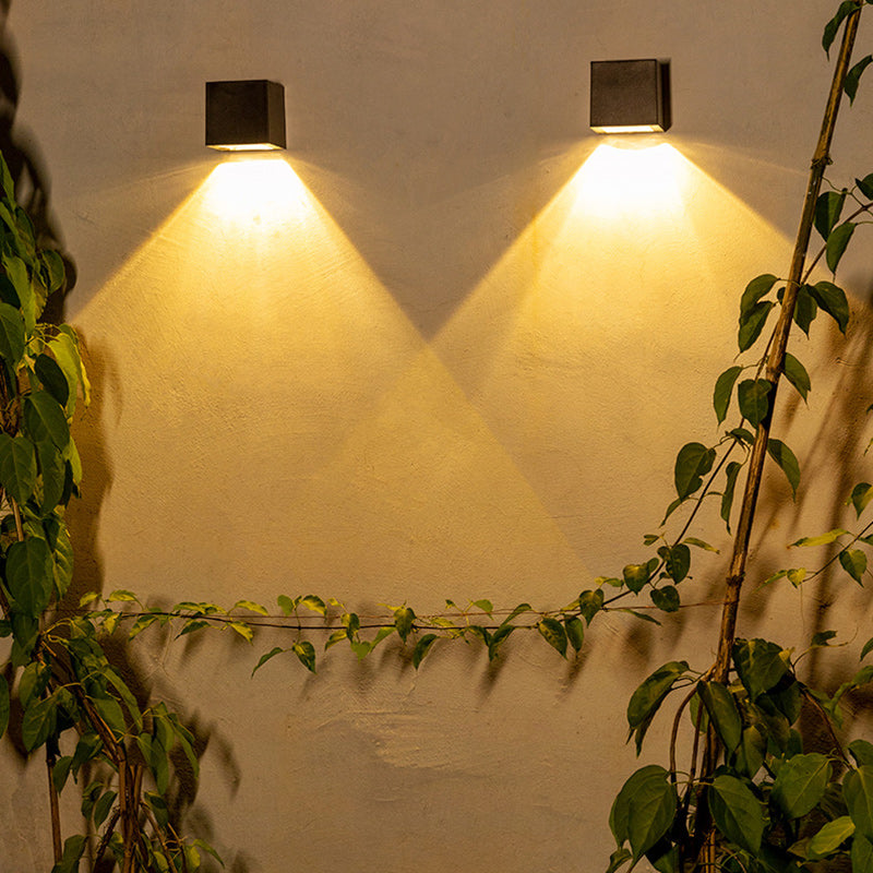 Modern Minimalist Cube Plastic Solar LED Wall Sconce Lamp