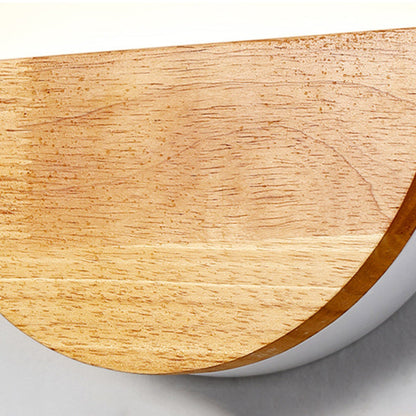 Contemporary Nordic Round Wood Acrylic LED Wall Sconce Lamp