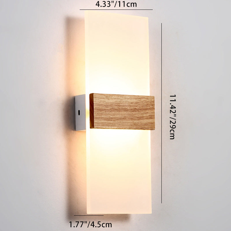 Contemporary Nordic Round Wood Acrylic LED Wall Sconce Lamp