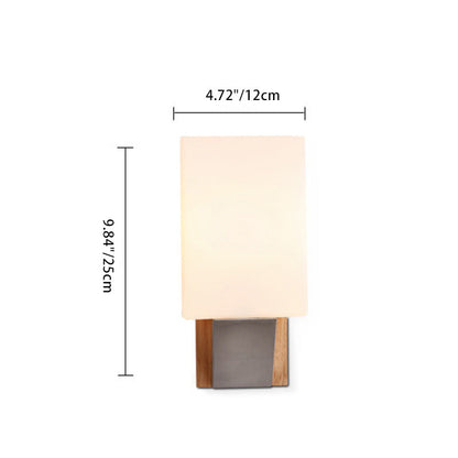 Nordic Rectangular Wood Iron Glass 1-Light Wall Sconce Lamp