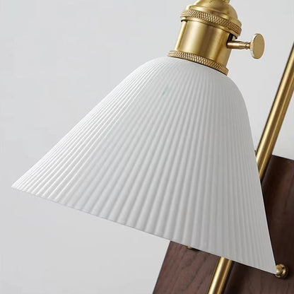Drum Wood Iron Ceramic Glass 1-Light Wall Sconce Lamp
