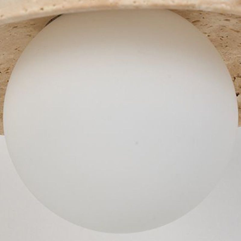 Japanese Round Stone Wood Glass 1-Light Wall Sconce Lamp