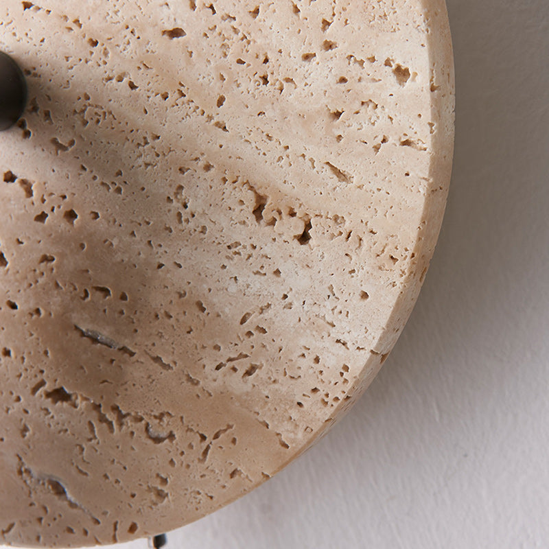 Japanese Round Stone Wood 1-Light Wall Sconce Lamp