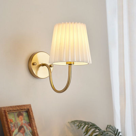 French Drum Iron Fabric Glass 1-Light Wall Sconce Lamp