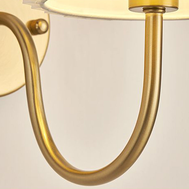 French Drum Iron Fabric Glass 1-Light Wall Sconce Lamp