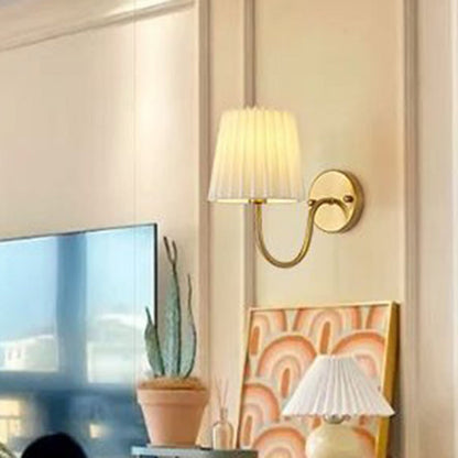 French Drum Iron Fabric Glass 1-Light Wall Sconce Lamp