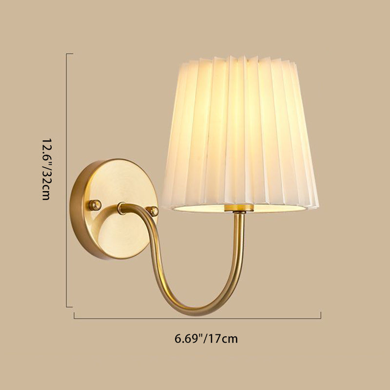 French Drum Iron Fabric Glass 1-Light Wall Sconce Lamp