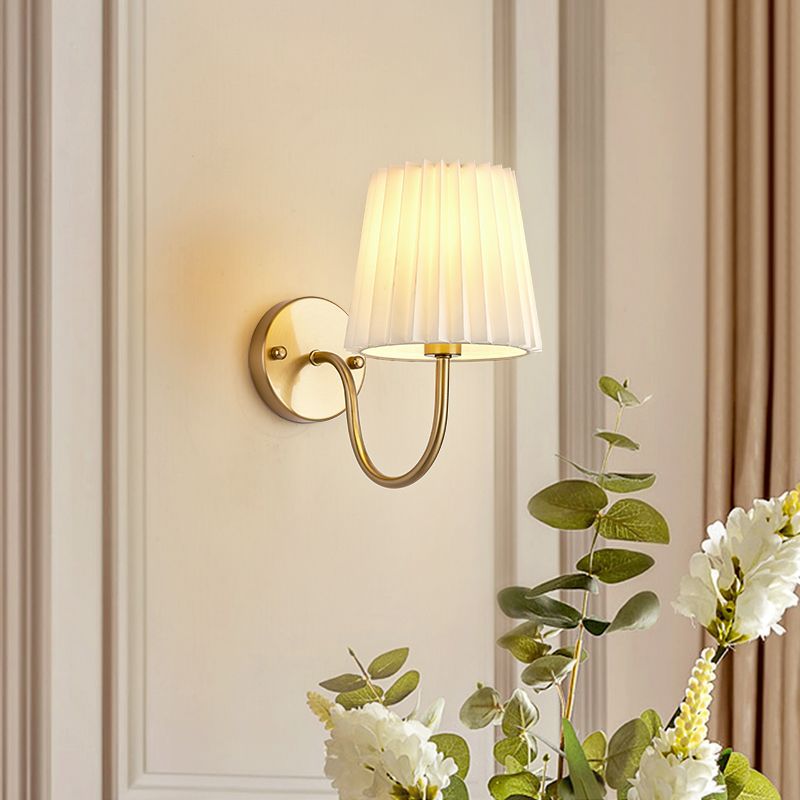 French Drum Iron Fabric Glass 1-Light Wall Sconce Lamp
