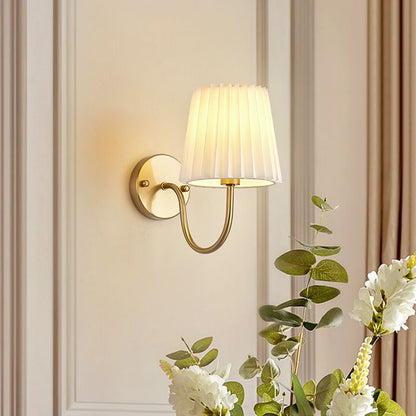 French Drum Iron Fabric Glass 1-Light Wall Sconce Lamp