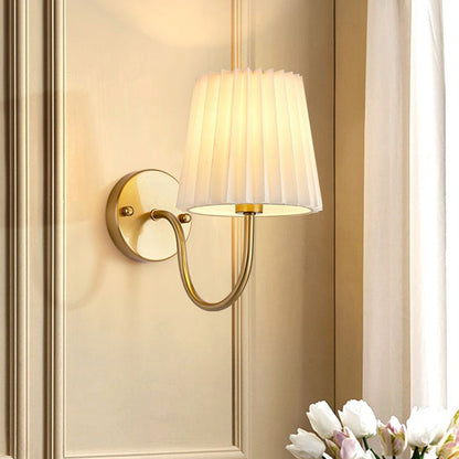 French Drum Iron Fabric Glass 1-Light Wall Sconce Lamp
