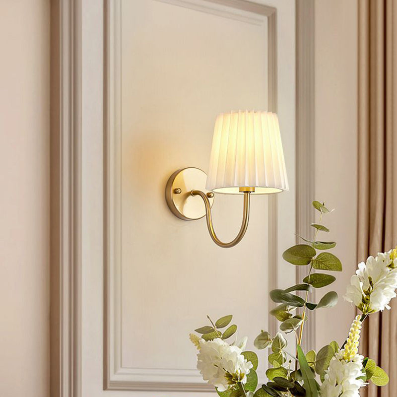 French Drum Iron Fabric Glass 1-Light Wall Sconce Lamp
