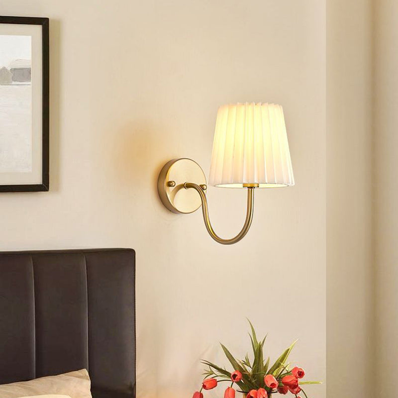 French Drum Iron Fabric Glass 1-Light Wall Sconce Lamp