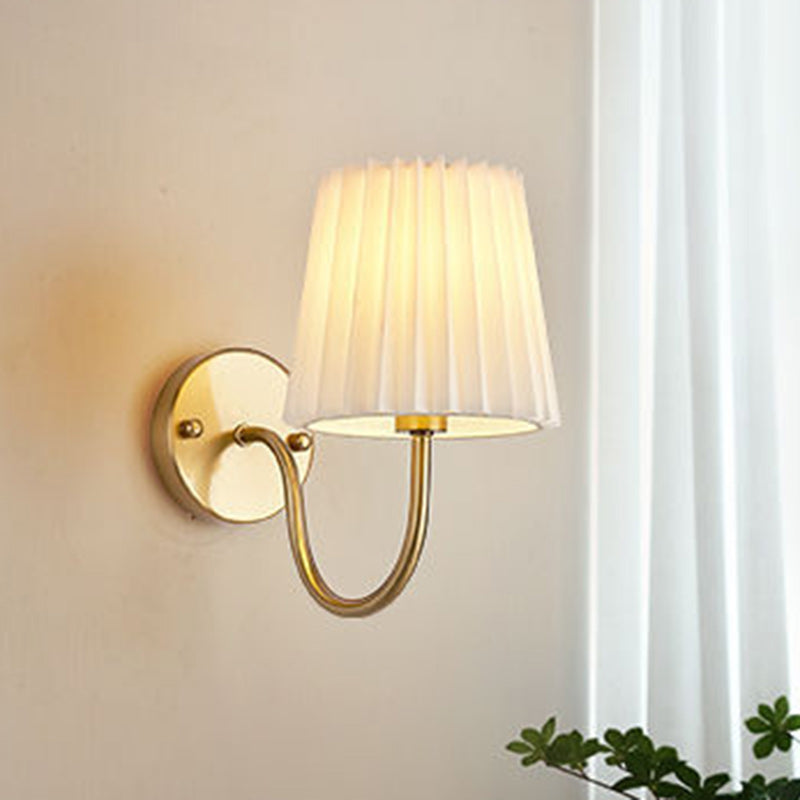 French Drum Iron Fabric Glass 1-Light Wall Sconce Lamp