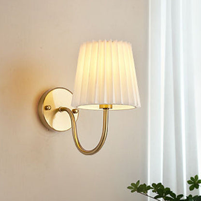 French Drum Iron Fabric Glass 1-Light Wall Sconce Lamp