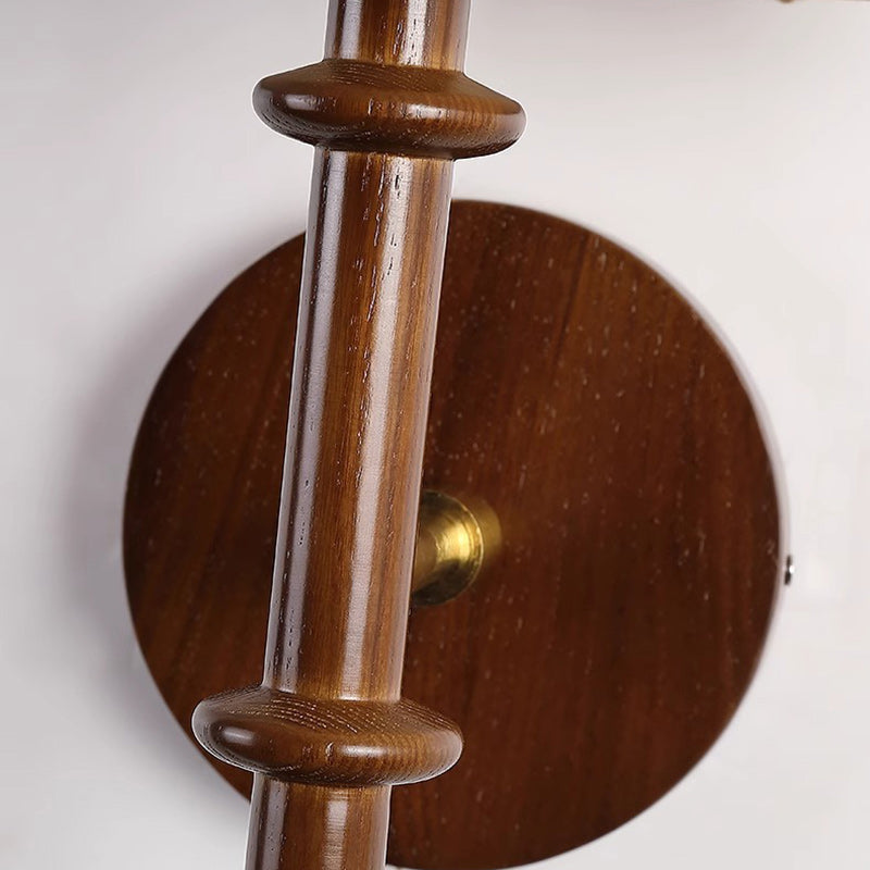 Retro Drum Iron Wood Fabric 1-Light Wall Sconce Lamp