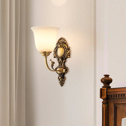 French Cup Copper Glass 1/2-Light Wall Sconce Lamp