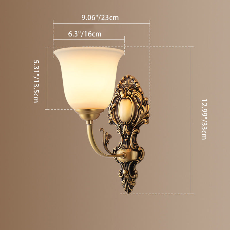 French Cup Copper Glass 1/2-Light Wall Sconce Lamp