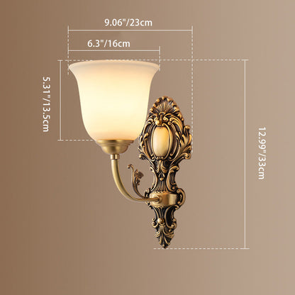 French Cup Copper Glass 1/2-Light Wall Sconce Lamp